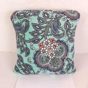 🔥Vera Bradley Travel Blanket FAN FLOWERS Design Aqua Blue Gray White Orange
